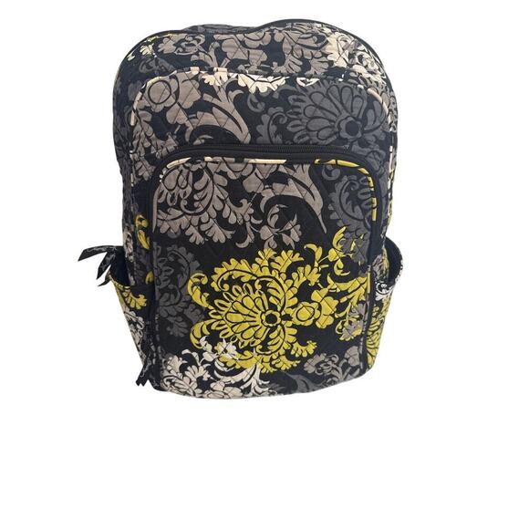Vera Bradley Baroque Black/Yellow/White Laptop Backpack Full Size School - Picture 1 of 9